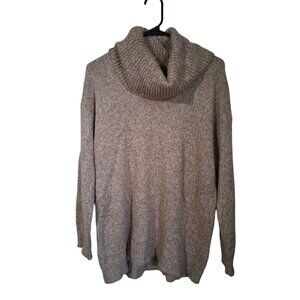 Ralph Lauren Womens Tan Cowl Neck Sweater L Acrylic/Cotton Blend Long Sleeve Kni